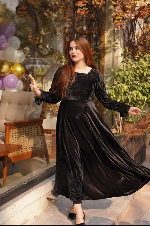 Black Velvet Frock  DOLCIA WEAR