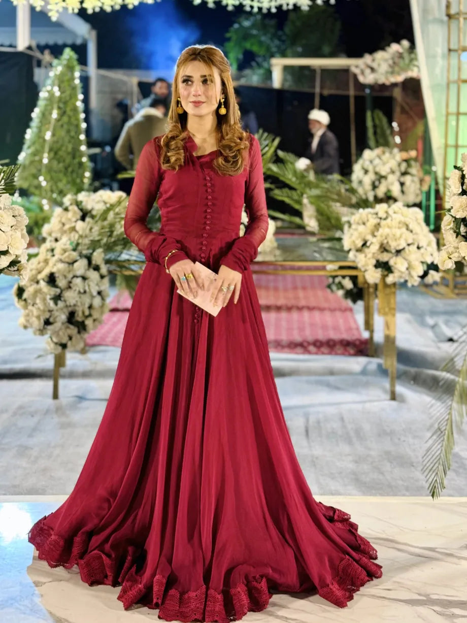 Mehroon Button Down Dress