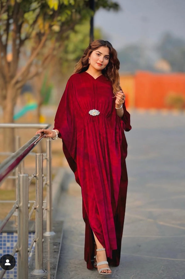 Mehroon Kaftan Velvet