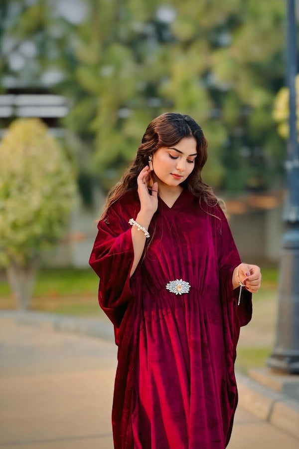 Mehroon Kaftan Velvet