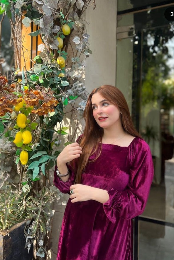 Mehroon Velvet Frock