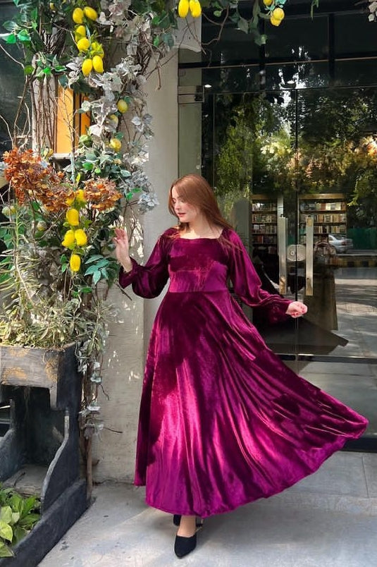 Mehroon Velvet Frock