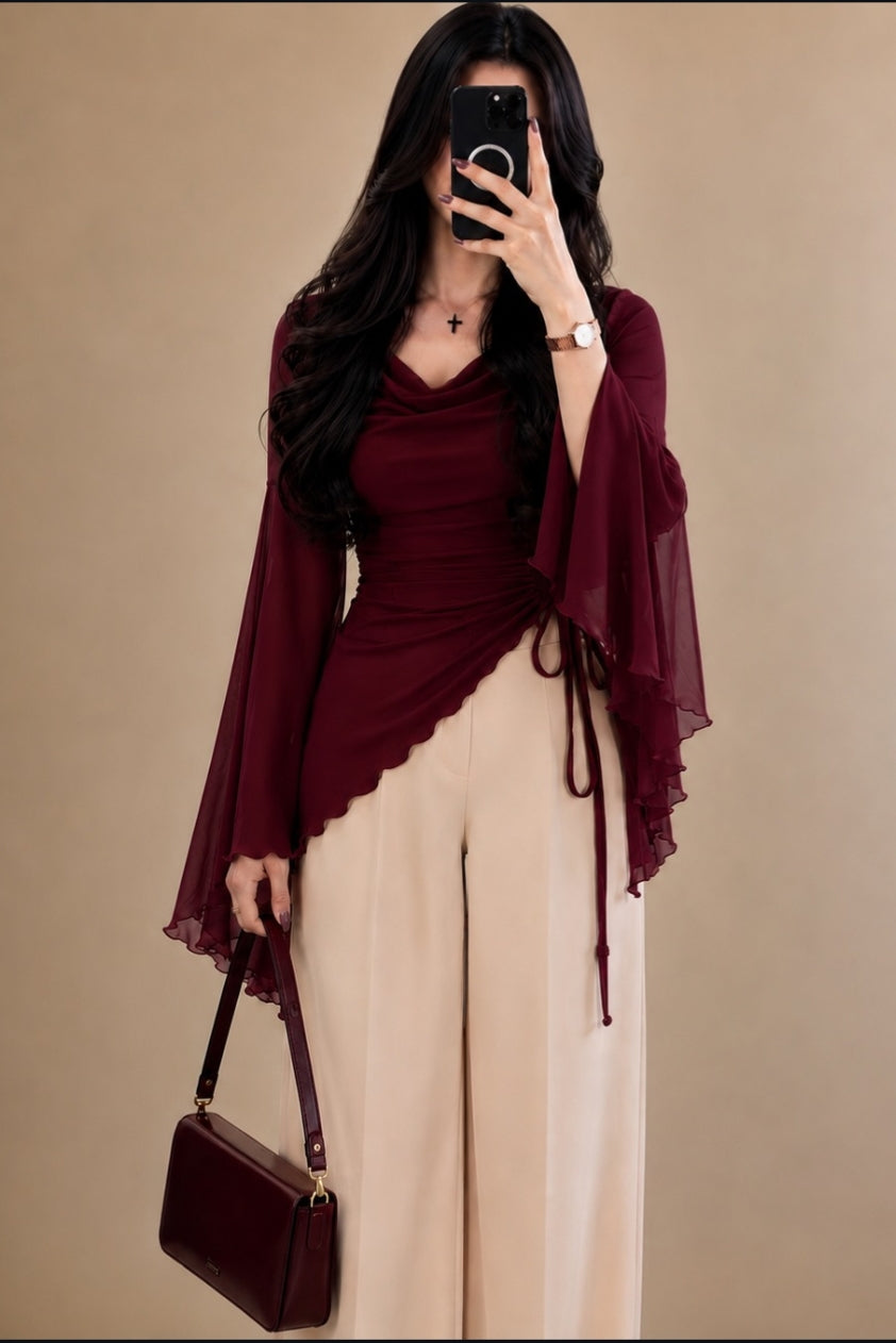 Luxury Chiffon Drape Top