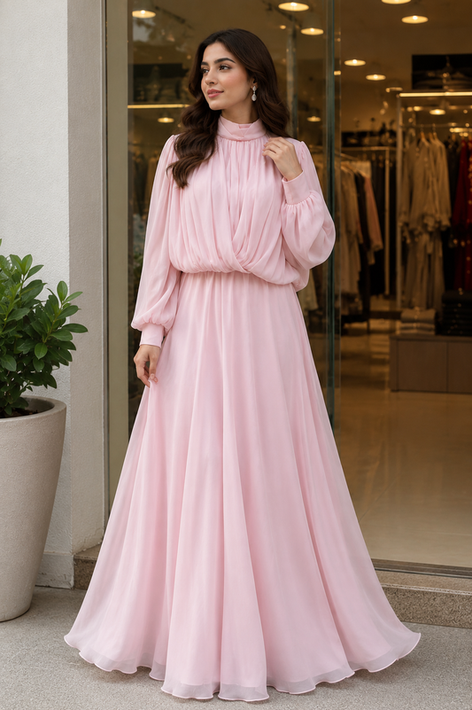 Blush Pink Luxury Chiffon 2-Piece Set