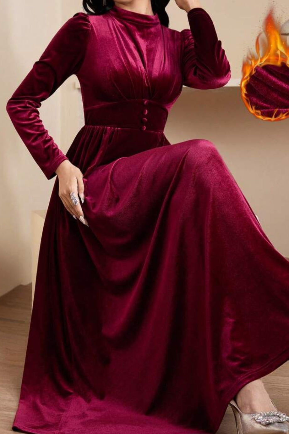 Button Down Velvet Maxi