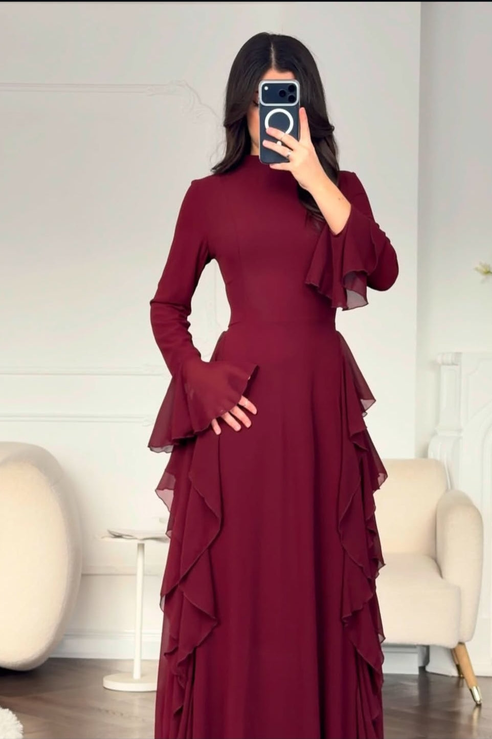Royal Maroon Layered Maxi