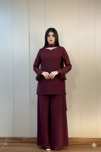Mehroon 3pcs Dress
