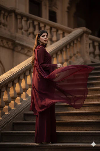 Mehroon 3pcs Dress