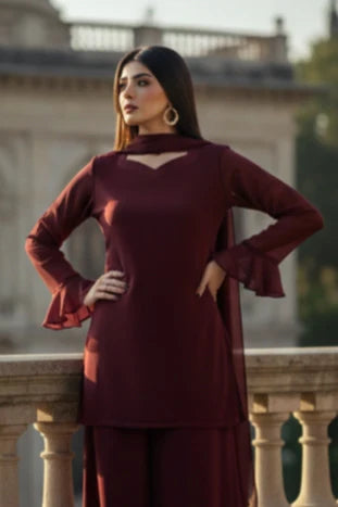 Mehroon 3pcs Dress