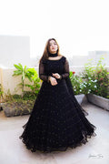 Black Hand Embellished Work With Dupatta