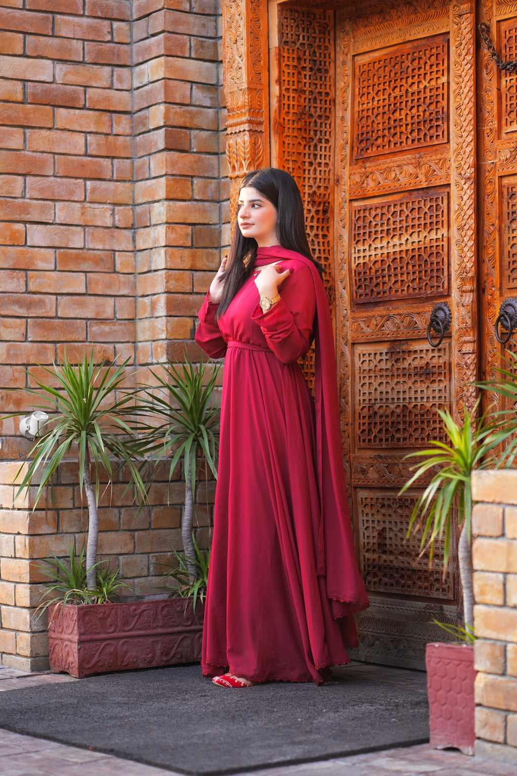 Mehroon Lace Flora