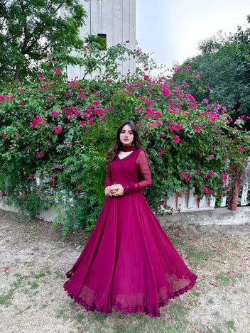 Mehroon Sea Flora Dress