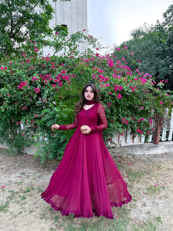 Mehroon Sea Flora Dress