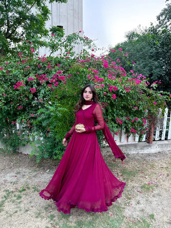 Mehroon Sea Flora Dress